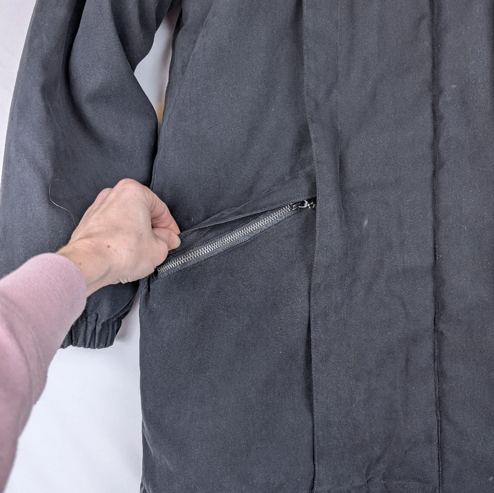 St. John’s Bay Women’s Large Black Winter Parka Faux Fur Trim Hood Coat